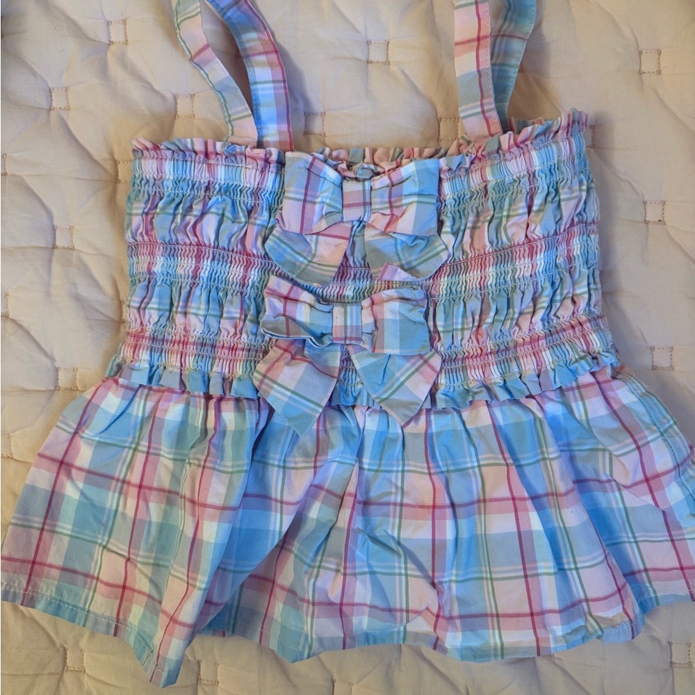 Janie and Jack 4T Pastel Plaid with Bows perfect for Easter for spring trip